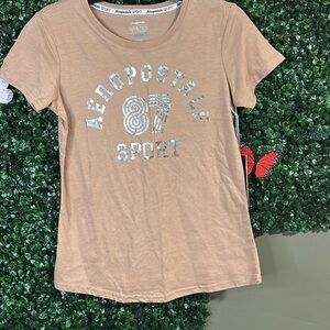 Aeropostale Pink Graphic Polo Tee Short Sleeve